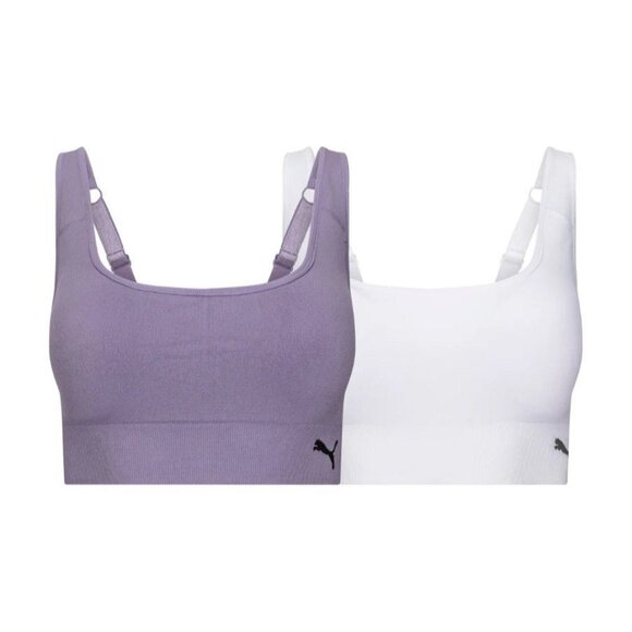 PUMA Lg 2 Pack Seamless Athletic Sports Bra Set Adjustable Drycell Activewear - Picture 3 of 13